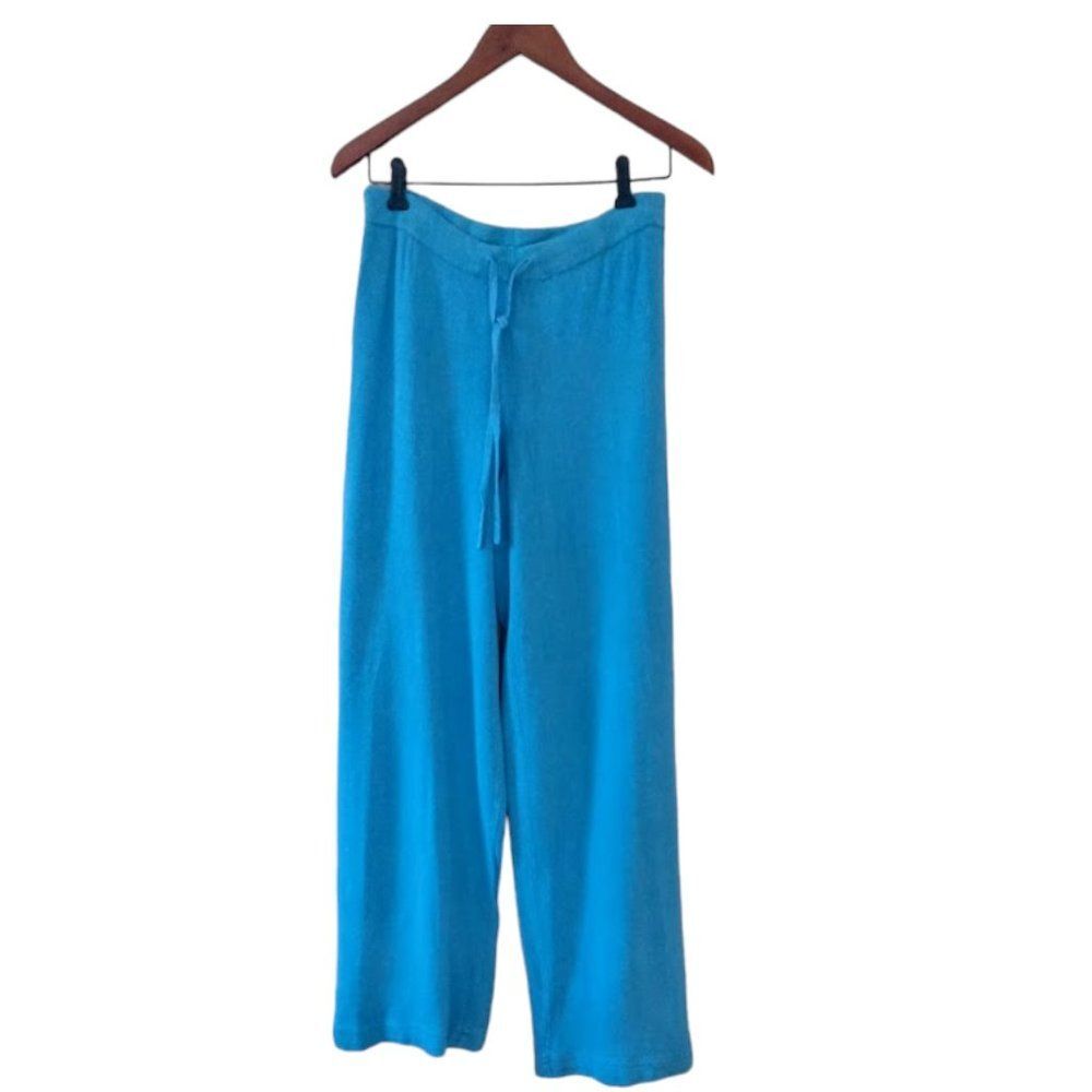 Vtg Bloomingdale's Blue Silk Linen 3 Piece Set M Jacket Pants Top Luxury - Picture 11 of 15